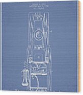 Telephone Toll Apparatus Patent Drawing From 1904 - Light Blue Wood Print