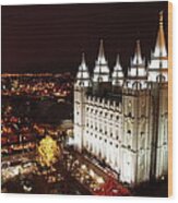 Temple Square Wood Print