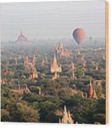 Temples Of Bagan, Early Morning Light Wood Print