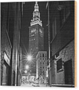 Terminal Tower From A Cleveland Alley Wood Print