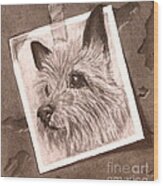 Terrier As Optical Illusion Wood Print