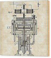 Tesla Electric Generator Patent 1894 - Vintage Wood Print