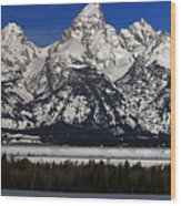 Tetons From Glacier View Overlook Wood Print