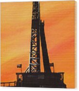 Texas Oil Rig Wood Print