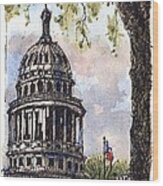Texas State Capital Building Sketch Wood Print