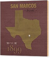 Texas State University Bobcats San Marcos College Town State Map Pillow Wood Print