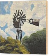 Texas Windmill Wood Print