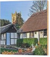 Thatched Cottage Welford On Avon Warwickshire Wood Print