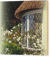 Thatched Cottage Window Wood Print