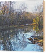 The Big Darby Creek In Autumn Wood Print