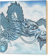 The Blue Dragon Wood Print