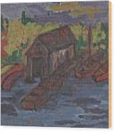 The Boathouse Wood Print