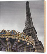 The Carousel And The Tower Wood Print