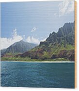 The Coastline Of The Napali Coast Wood Print