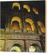 The Colosseum At Night Wood Print