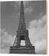 The Eiffel Tower In Black And White Wood Print