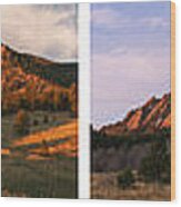 The Flatirons - Four Seasons Panorama Wood Print