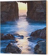 The Gateway - Sunset On Arch Rock In Pfeiffer Beach Big Sur In California. Wood Print