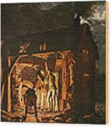 The Iron Forge Viewed From Without, C.1770s Oil On Canvas Wood Print