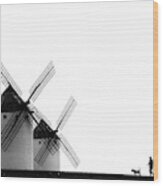 The Man, The Dog And The Windmills Wood Print