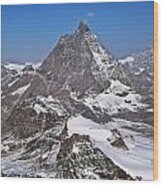 Skiing Under The Matterhorn Wood Print