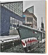 The National Aquarium And Uss Torsk In A December Snow Storm Wood Print