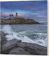 The Nubble In Color Wood Print