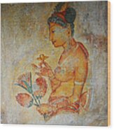 The Ode For The Women Beauty I. Sigiriyan Lady With Flowers. Sigiriya. Sri Lanka Wood Print