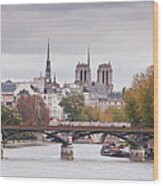 The River Seine Running Through Paris Wood Print