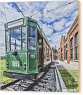 The Stib 1069 Streetcar At The National Capital Trolley Museum I Wood Print