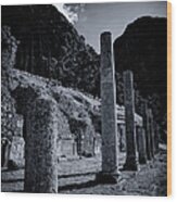 The Votive Monument Of Spartans At Acient Delphi Wood Print