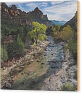 The Watchman In Zion National Park Wood Print