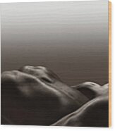Three Human Naked Bodies, Monochrome Wood Print