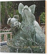 Three Piggy Fountain Wood Print