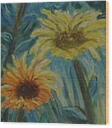 Three Sunflowers - Sold Wood Print