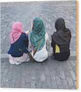 Three Young Muslim Girls Wood Print