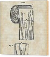 Toilet Paper Roll Patent 1891 - Vintage Wood Print
