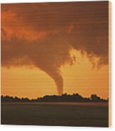 Tornado Sunset 11 X 14 Crop Wood Print