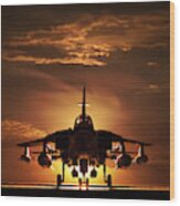 Tornado War Plane, Silhouette, Sunset Wood Print