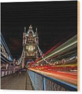 Tower Bridge At Night Wood Print