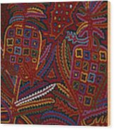 Traditional Mola Design Wood Print