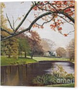 Tranquil Town Pond In East Hampton Wood Print