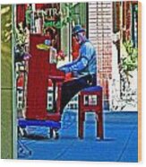 Traveling Piano Player Wood Print