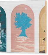 Tree Triptych For Rivera Funeral Home 220 Wood Print