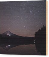 Trillium Lake Perseids Wood Print