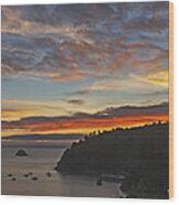 Trinidad Harbor Sunset Wood Print