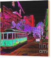 Trolley Night Digital Wood Print