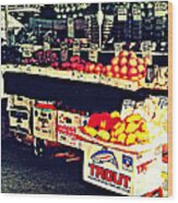 Vintage Outdoor Fruit And Vegetable Stand - Markets Of New York City Wood Print