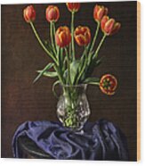 Tulips In A Crystal Vase Wood Print