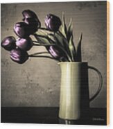 Tulips In The Evening Light Wood Print